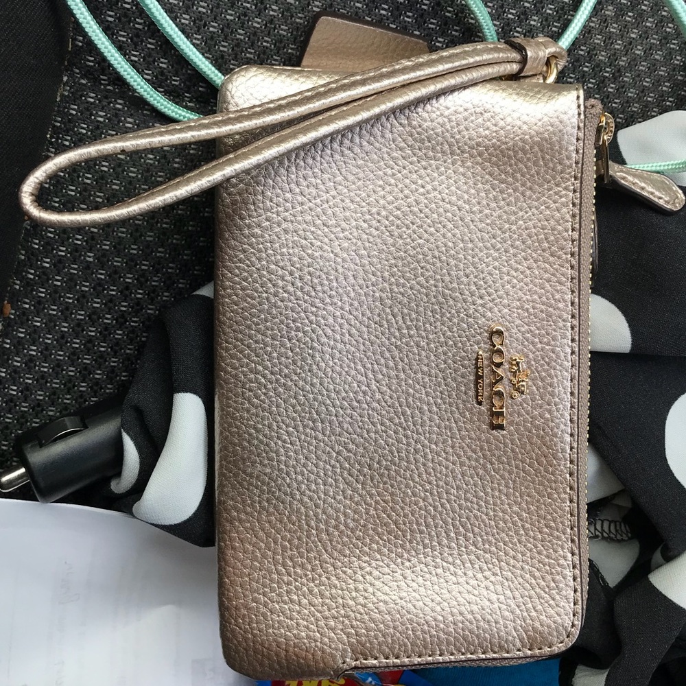 Dusty Pink Double Zipper Wristlet